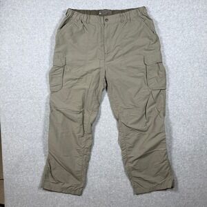 REI Co-op Mens Cargo Hiking Pants Tan XL 30L Nylon Elastic Waist Fits 34x26